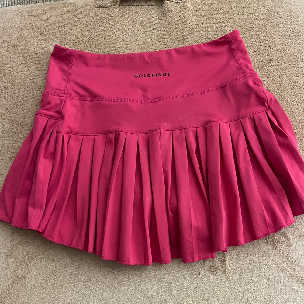 Gold Hinge Vibrant Pink Pleated Skort with Wide Waistband - Picture 2 of 2
